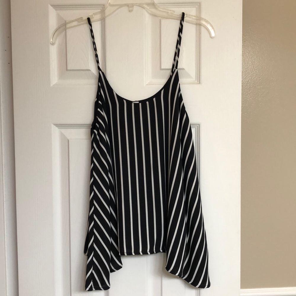 Black + White striped tank